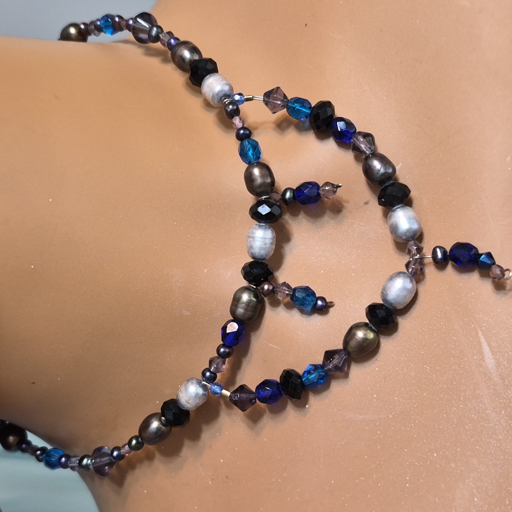 Handcrafted Multi Beaded 2 Wire Strand Beaded Cho… - image 1